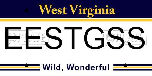 EESTGSS West Virginia License Plate