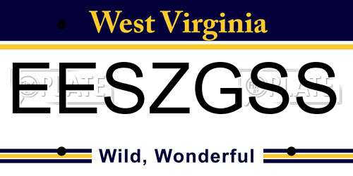 EESZGSS West Virginia License Plate