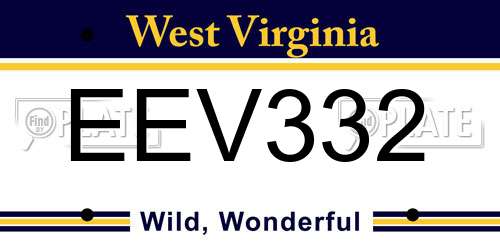 EEV332 West Virginia License Plate