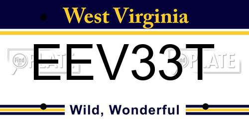 EEV33T West Virginia License Plate