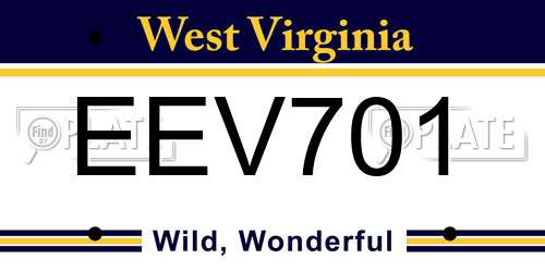EEV701 West Virginia License Plate