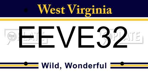 EEVE32 West Virginia License Plate