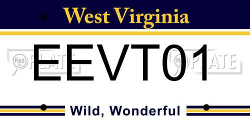 EEVT01 West Virginia License Plate