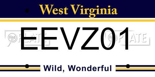 EEVZ01 West Virginia License Plate