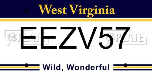 EEZV57 West Virginia License Plate