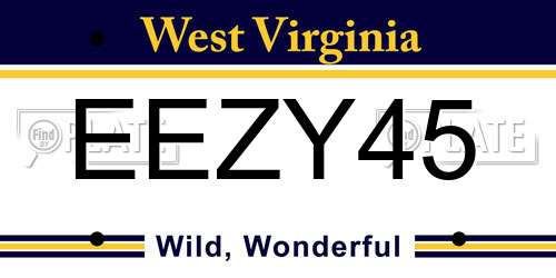 EEZY45 West Virginia License Plate