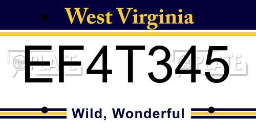 EF4T345 West Virginia License Plate