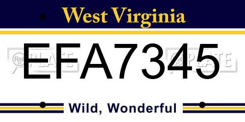EFA7345 West Virginia License Plate