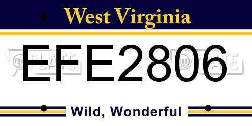 EFE2806 West Virginia License Plate