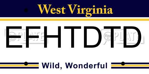 EFHTDTD West Virginia License Plate