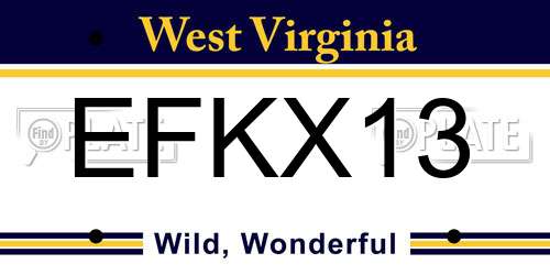 EFKX13 West Virginia License Plate
