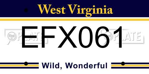EFX061 West Virginia License Plate