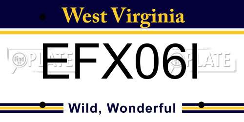 EFX06I West Virginia License Plate