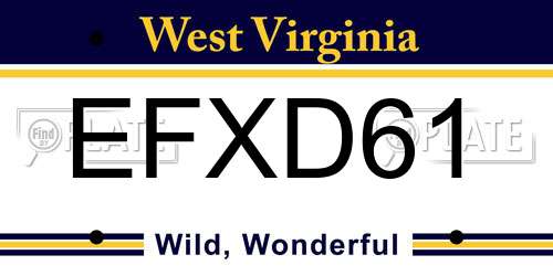 EFXD61 West Virginia License Plate