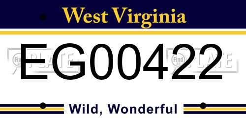 EG00422 West Virginia License Plate