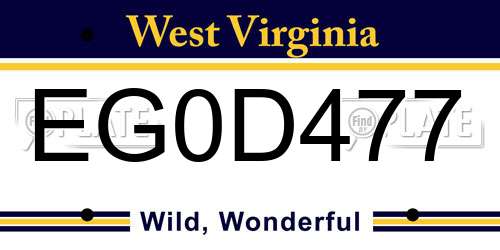 EG0D477 West Virginia License Plate