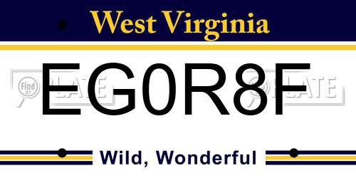 EG0R8F West Virginia License Plate