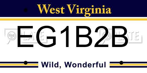 EG1B2B West Virginia License Plate