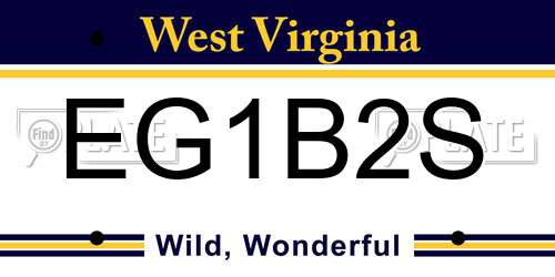 EG1B2S West Virginia License Plate