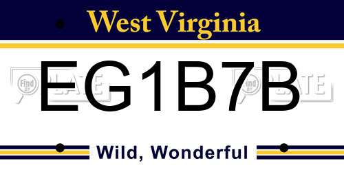 EG1B7B West Virginia License Plate