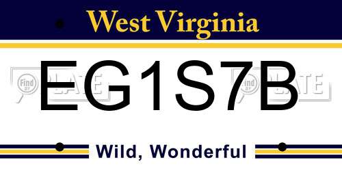 EG1S7B West Virginia License Plate