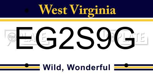 EG2S9G West Virginia License Plate