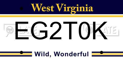 EG2T0K West Virginia License Plate
