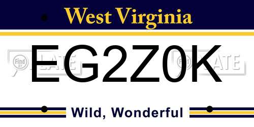 EG2Z0K West Virginia License Plate