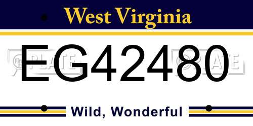 EG42480 West Virginia License Plate