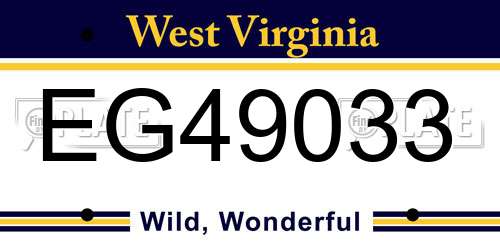 EG49033 West Virginia License Plate