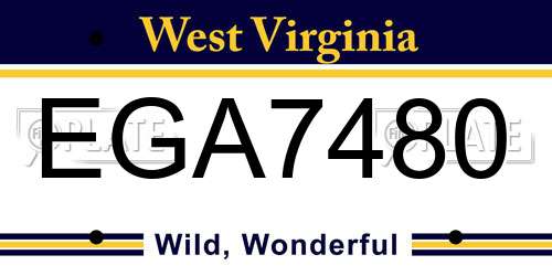 EGA7480 West Virginia License Plate