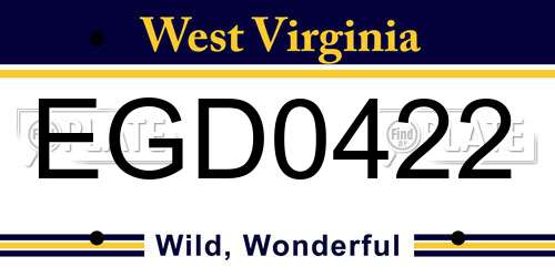 EGD0422 West Virginia License Plate