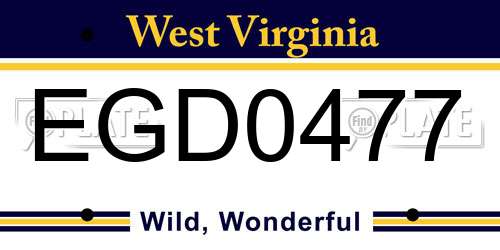 EGD0477 West Virginia License Plate