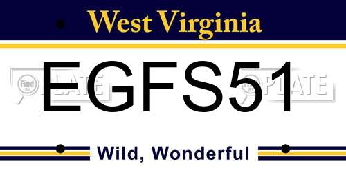 EGFS51 West Virginia License Plate