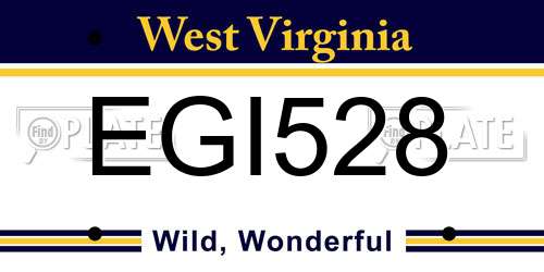 EGI528 West Virginia License Plate