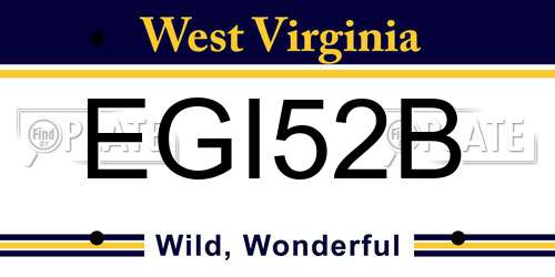 EGI52B West Virginia License Plate
