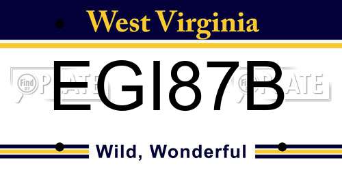 EGI87B West Virginia License Plate