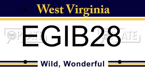 EGIB28 West Virginia License Plate