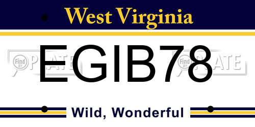 EGIB78 West Virginia License Plate