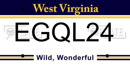 EGQL24 West Virginia License Plate