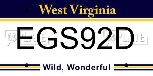 EGS92D West Virginia License Plate