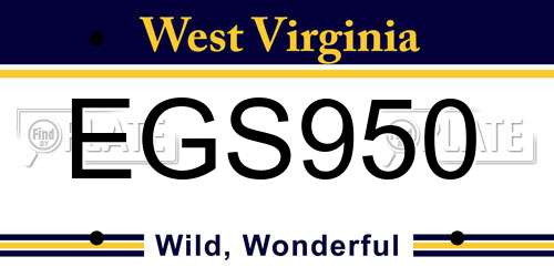 EGS950 West Virginia License Plate