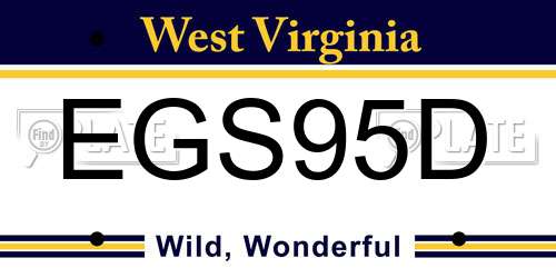 EGS95D West Virginia License Plate