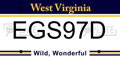 EGS97D West Virginia License Plate