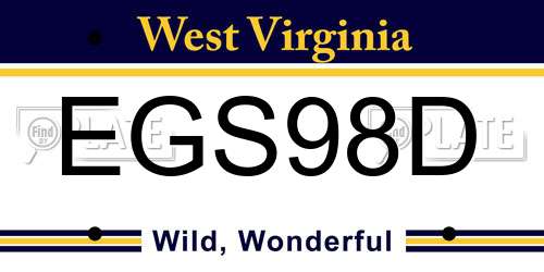 EGS98D West Virginia License Plate