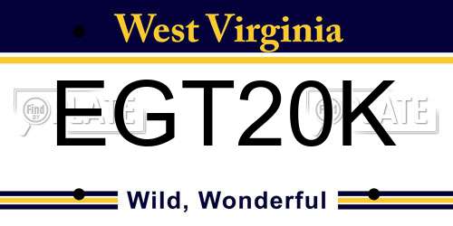 EGT20K West Virginia License Plate
