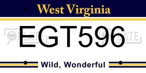 EGT596 West Virginia License Plate