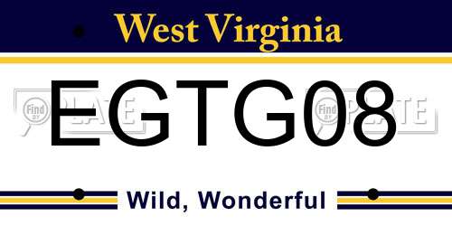 EGTG08 West Virginia License Plate