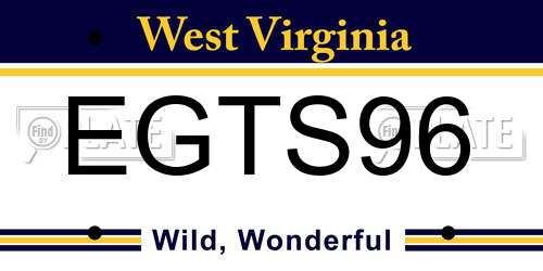 EGTS96 West Virginia License Plate