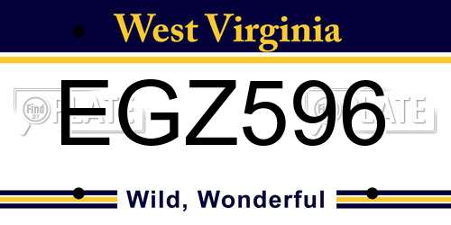 EGZ596 West Virginia License Plate
